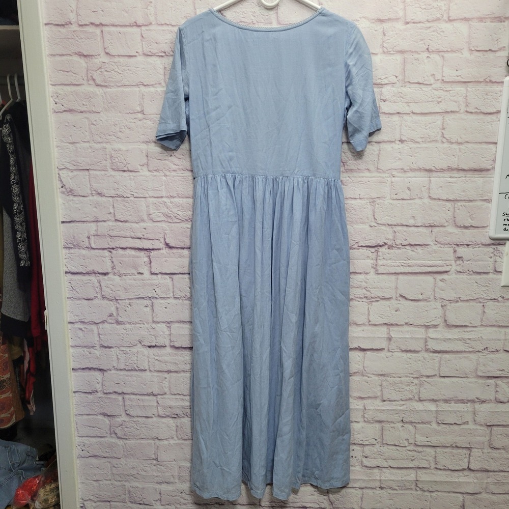 VTG Together Boho Embroidered Maxi Dress Sz 10 Blue Cottagecore Fairy Whimsical‎ - Picture 2 of 10